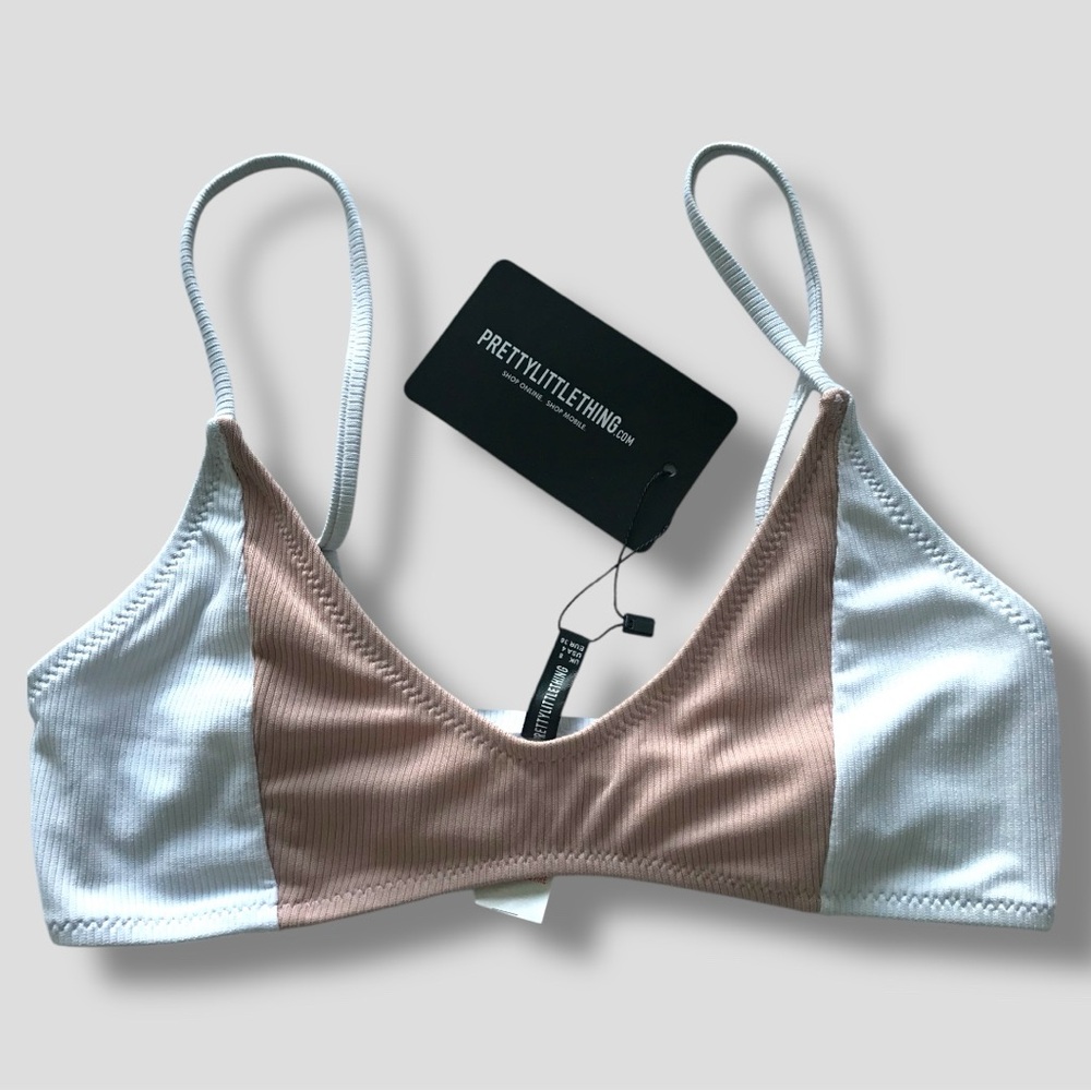 PrettyLittleThing Ribbed Two Tone Bikini NWT SIZE 4 - Picture 7 of 11